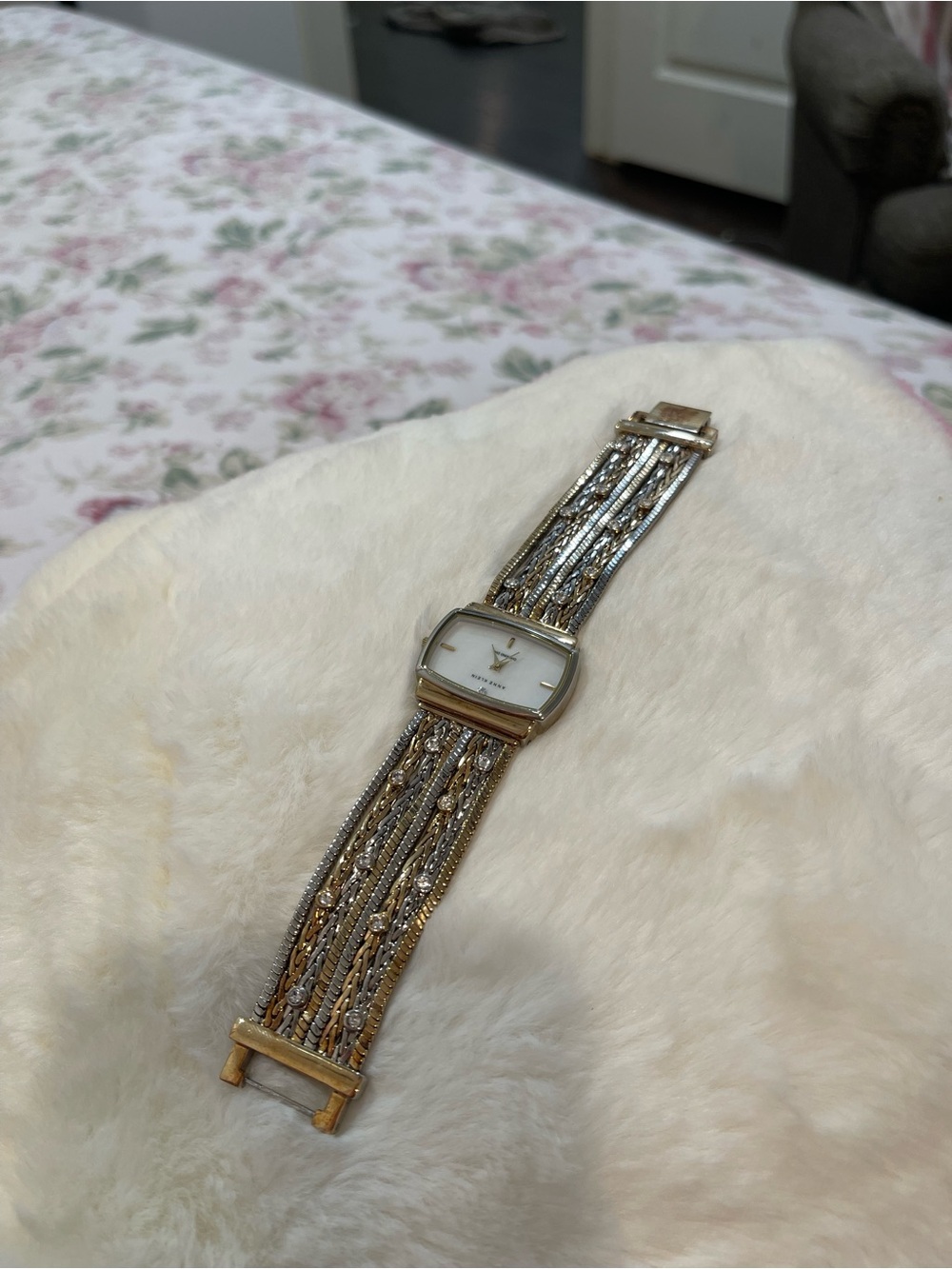 Anne Klein Two-Tone Gold and Silver Multi-Strand Bracelet Watch